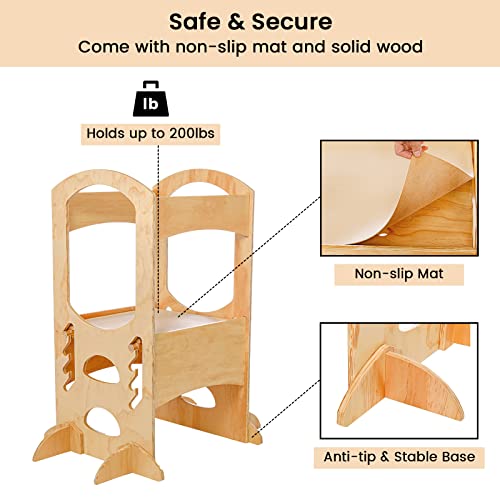 COMOMY Toddler Tower, Kids Step Stool with 4 Adjustable Heights, Safety