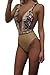 Kisscy Womens Deep V Neck Snakeskin Print High-Waist One Piece Monokini Swimsuit