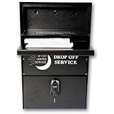 Self-Contained Night Drop Box | 25-1/4" H x 15" W x 12" D night drop box with white lettering and 50 envelopes for automotive service customer drop-offs