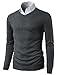 H2H Mens Casual Slim Fit Pullover Long Sleeve Solid V-neck Sweater