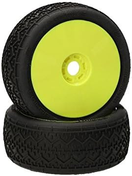 Hot Bodies Racing Beams 1/8 Buggy Mounted Tires (Red Soft Compound)(Yellow Wheel)(2)