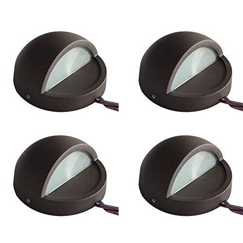 Makergroup LED Deck Lights Cast-Aluminum Housing 12V AC/DC Low Voltage Warm White 2700-3000K for Outdoor Landscape LED Deck Lights Step Lights Walkway Lights (Bronze Finish, 4-Pack)
