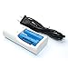 Yueling@ 2Pcs 1200mah 3.7V 14500 Rechargeable Blue Li-Ion Battery for Torch Flashlight with Dual Travel Charger