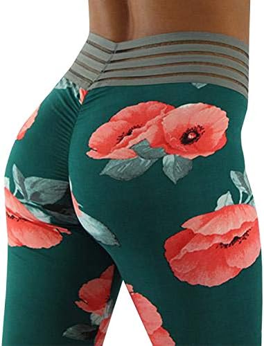 Womens Ruched Butt Lifting Leggings Floral High Waisted Workout Sport Tummy Control Gym Yoga Pants