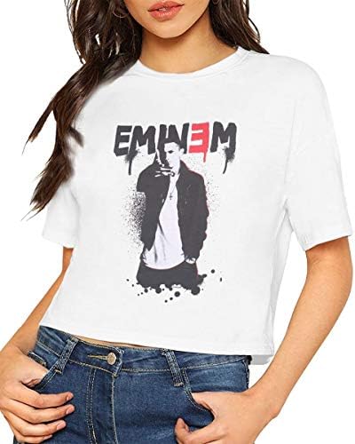YARU Women Slim Shady Short-Sleeve Tee T-Shirts Crop Top Tees White