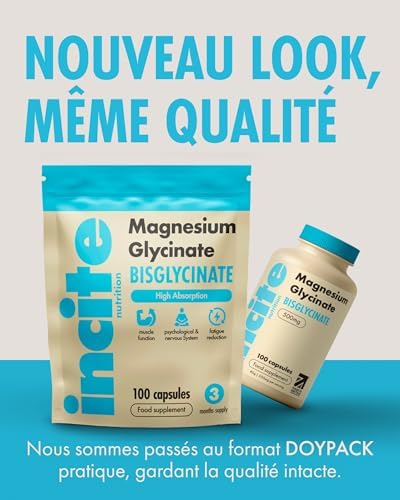 Magnesium bisglycinate – 500mg – Qualité Premium – Naturelle Haute Concentration 100 Capsules Véganes (Approvisionnement de 3 Mois) - Magnesium glycinate - Avec la Plus Haute Biodisponibilité