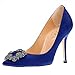 EKS Women's Satin Full Sole Diamonds Pointy Closed Toe High Heel Pumps Black