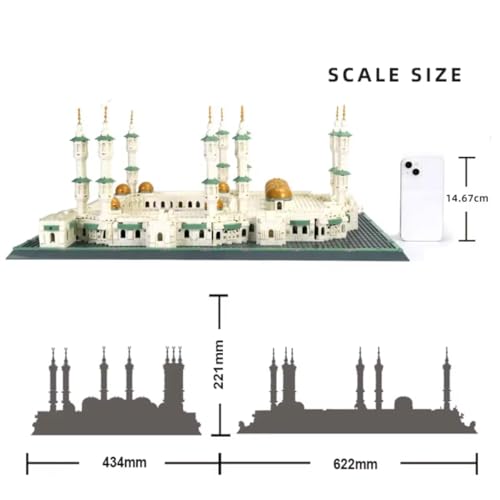Mecca Mosque Building Blocks Set - 2291 Pieces World-Famous Islamic Architecture Model Kit, Large Micro Construction Set, STEM Educational Toy Gift for Adults & Kids
