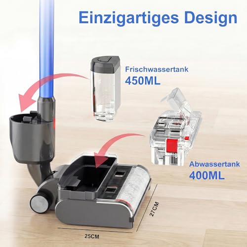 Traumheim Vacuum Cleaner Brush Set Compatible for Dyson V7/V8/V10/V11/V15, 2-IN-1 Electric Floor Brush with Tank for Clean and Dirty Water, Simultaneous Suction and Cleaning