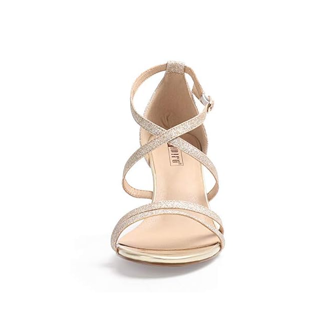 IDIFU Women's Silvia Cross Strappy Sandals Heels 3 Inch Open Toe Ankle Strap Wedding Party Dress 