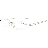 Eyekepper Small Lenes Rimless Reading Glasses Women - Frameless Reader Eyeglasses for Men Reading with Transparent Arms +4.00
