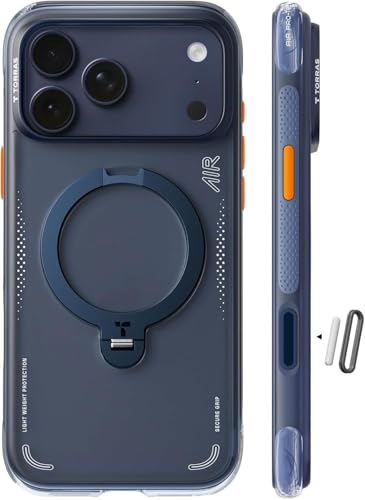 TORRAS Ostand Q3 Air for iPhone 17 Pro Max Case with 360 Magnetic Stand, Fit for Magnetic, Mil-Grade Drop Tested, Camera Control Button, Shockproof Phone Case for iPhone 17 Pro Max 6.9", Deep Blue