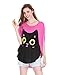 Allegra K Women's Cartoon Pattern Short Batwing Sleeves Tunic Top XL Pink