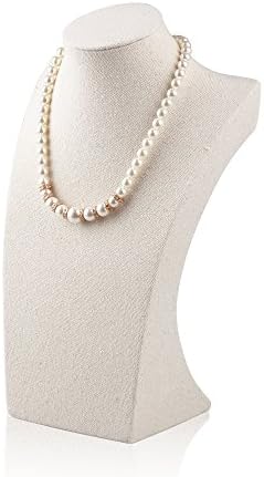Oirlv Linen Necklace Display Bust Jewelry Display Stand 3D Necklace Organizer (Height 30CM)