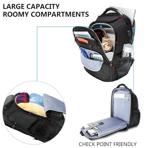 KROSER Travel Laptop Backpack Heavy Duty Computer Backpack with Hard Shell Saferoom RFID Pockets Water-Repellent Business College Daypack Stylish School Laptop Bag for Men/Women