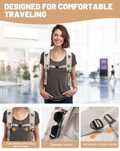 MOCOCITO Travel Backpack Cabin Airplane 40 x 30 x 20, Travel Suitcases Cabin for Vueling Waterproof Backpack Hand Luggage, 30 L Backpack for Men, Women, Travel Backpack, Laptop Backpack (Beige Cream)