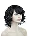 TSNOMORE Short Curly Women Bob Wig with Side Bang (Black)