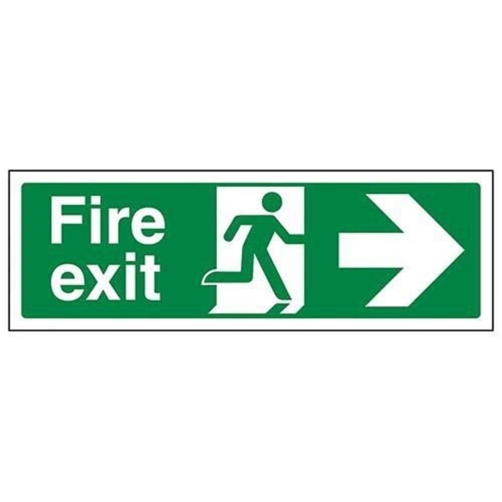 V Safety Fire Exit Arrow Right, Green, 450 x 150 mm — image 1