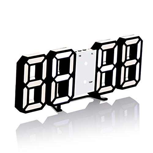 3D Digital Clock, Desktop or WallMounted Alarm Clock, with 3 Automatic