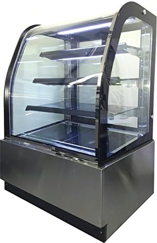 Curved Glass 36" Refrigerated Cake Display Cooler Cold Bakery Pastry Case
