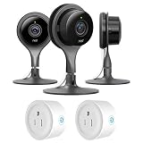 Nest Indoor Security Camera Pack of 3 Bundle with 2 Pack WiFi Smart Plug