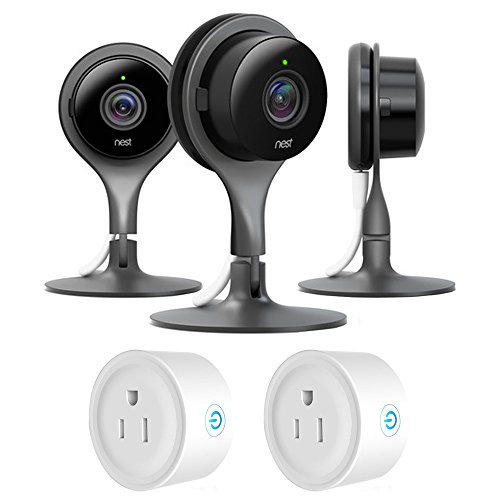 Nest Indoor Security Camera Pack of 3 Bundle with 2 Pack WiFi Smart Plug