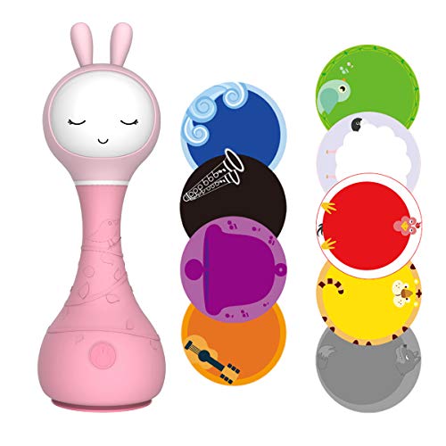 alilo Smarty Bunny Newborn Toy Rattle Girl Music Player Kid Dumbbell Color Learning Toys (Pink)