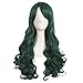 MapofBeauty 28 Inch/70cm Lolita Long Curly 2 Ponytails Clip on Cosplay Wig (Pine Green)