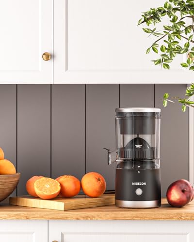 Migecon Rechargeable Electric Citrus Juicer - Citrus Juice Machine with USB and Portable, Dripless Function for Oranges, Lemons, Grapefruits, Includes Cleaning Brush (Black) ZZJ001B