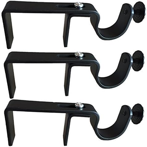 Window Treatment Hardware - NoNo Bracket - Outside Mounted Blinds Curtain Rod Bracket Attachment Set of 3 (Black)
