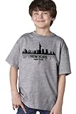 NEW YORK CITY SKYLINE Youth T-shirt / NYC, Big Apple, Manhattan Sky Tee-Grey-Medium