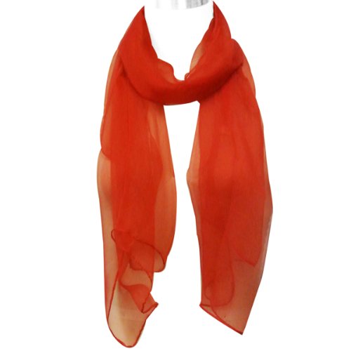 Wrapables Solid Color 100% Silk Long Scarf, Red