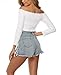 PRETTODAY Women's Sexy Off Shoulder Crop Tops 10 Colors Summer Long Sleeves Casual Slim Tees White Medium