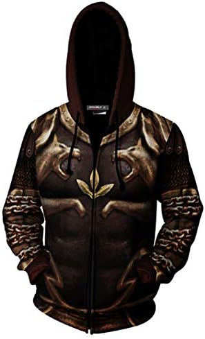 Mesodyn Unisex Printed Kratos Jacket Adult Zipper Hoodie Halloween Cosplay Costume