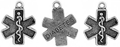 PlanetZia 6pcs Medical Symbol Charms with Diabetes on Reverse Side For Jewelry Making1 TVT-2695MD