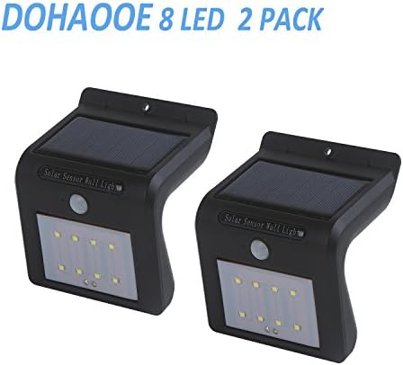 DOHAOOE Solar Lights 8 LED Wireless Security IP65 Waterproof Motion Sensor Outdoor Light for Patio, Deck, Yard, Garden with Motion Sensor Detector 2PCS