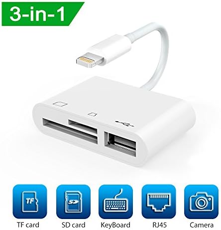 Elecjoy 3 In 1 USB Camera Sd/Tf Card Reader Adapter, White