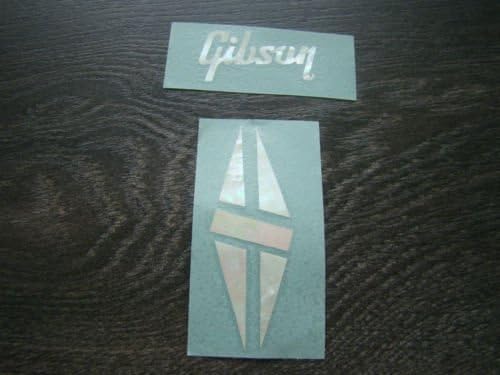 Gibson les paul mother of pearl restoration headstock logo + triangle sticker