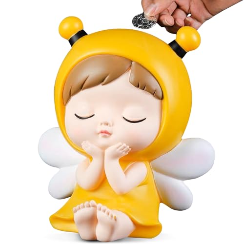 Cute Piggy Bank Kids Money Bank,Girls Piggy Bank Toy Kawaii Money Box Personalization Princess Coin Bank,Toddler Baby Money Saving Box Kids Birthday Home Decoration(Yellow)