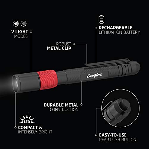 ENERGIZER X400 Rechargeable Pen Light, Water Resistant Mini Flashlight