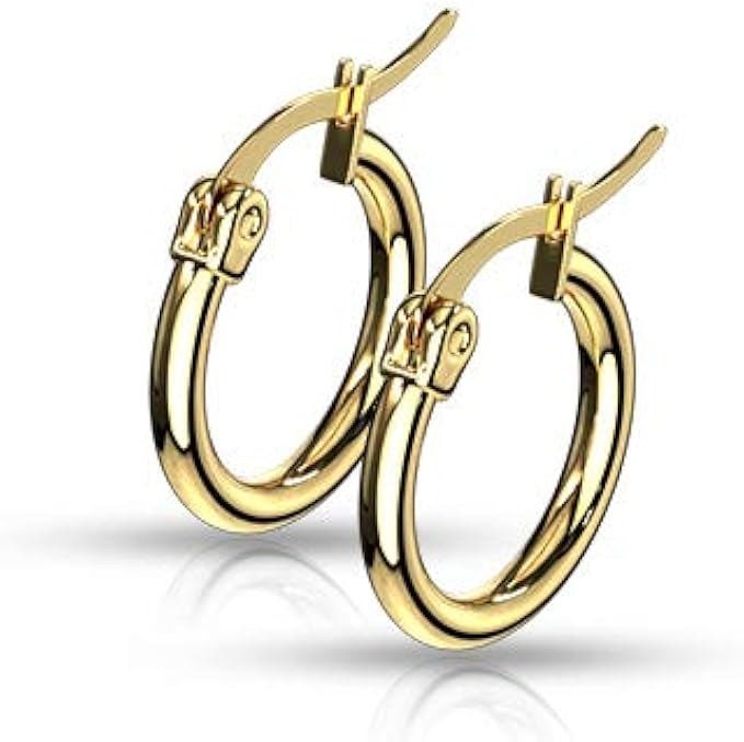 Classic Hoop Earrings with Clasp - Various Sizes & Colors: Amazon.co.uk ...