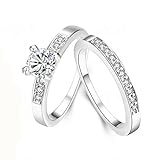Women Wedding Bands Gold Plated Princess Solitaire Cubic Zirconia Engagement Ring for Womens by Aienid