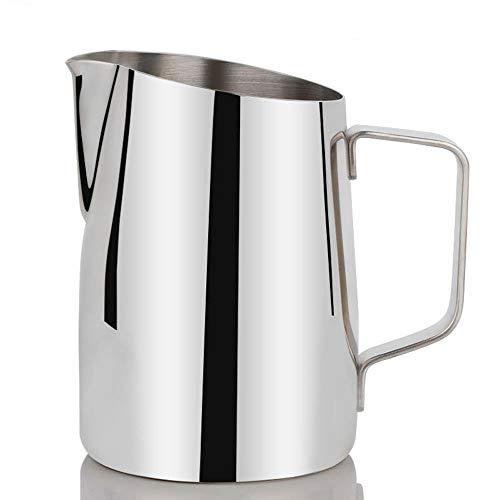 Geneigter Mund 304 Edelstahl Pull Cups Barista Spezial Milchschaum Pitcher Schrägmund 600ml (Farbe: Glänzend)
