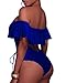 Tempt Me Women Sexy One Piece Ruffled Off Shoulder Lace Up Swimsuits RoyalBlue M