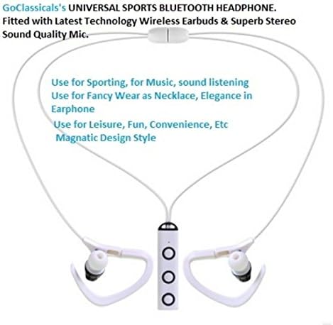 Universal Wireless Bluetooth Sport In-Ear Headphone Earphone with Wireless Speaker &amp; V4.1 Noise-Cancelling Mic Headset Earbud for iPhone, Wireless Sport Earbud, Bluetooth Headset for Cell Phone/(WHITE