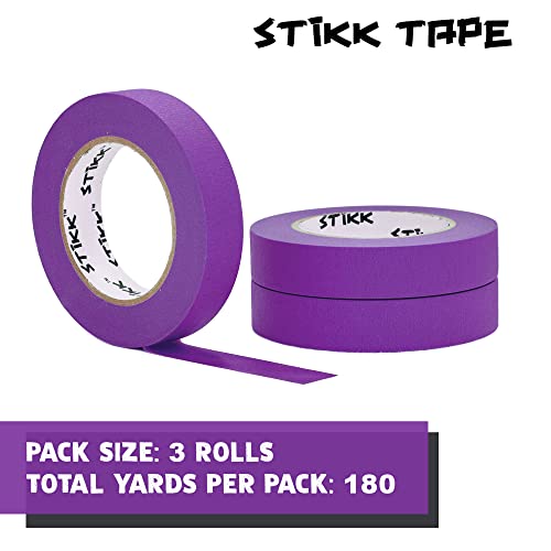 STIKK Painters Tape - 3pk Pink Painter Tape - 1/4 Inch X 60 Yards - Paint Tape For Painting