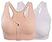 ohlyah Women's Zipper Front Closure Sports Bra Racerback Yoga Bras 2 Pack L
