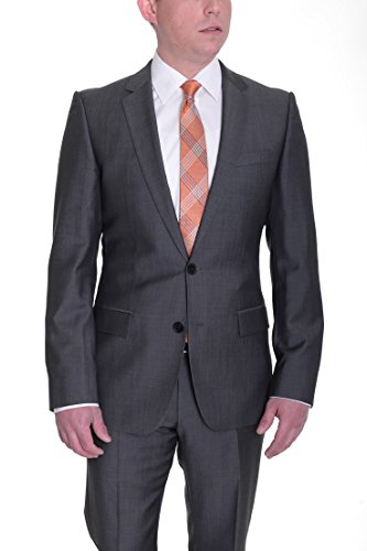 Hugo Boss 38R 48 Alim2/HimensHM Slim Fit Gray Herringbone Two Button Wool Suit