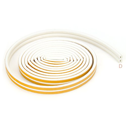 Self-Adhesive EPDM Doors and Windows Draught Excluder Foam Seal Strip Soundproofing Collision Avoidance Rubber Weatherstrip 50 Feet (D White)