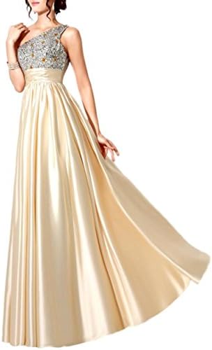 Rekade Party Gowns Beaded [ For Women Champagne ] A Line Long Prom Dresses (Silver Champagne, 10)